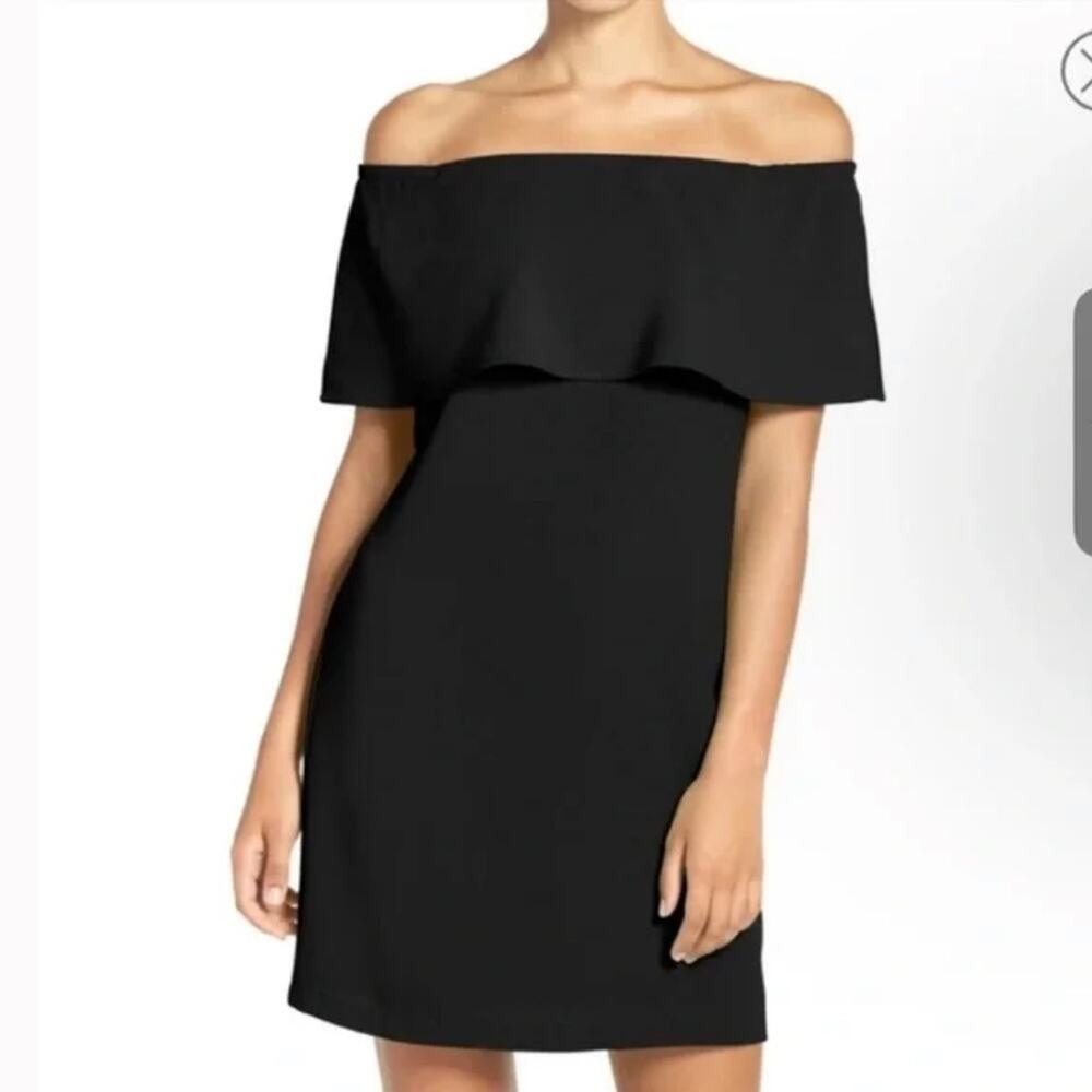 New Charles Henry Black Off the Shoulder Knee Length Dress Womens Petite size XS
